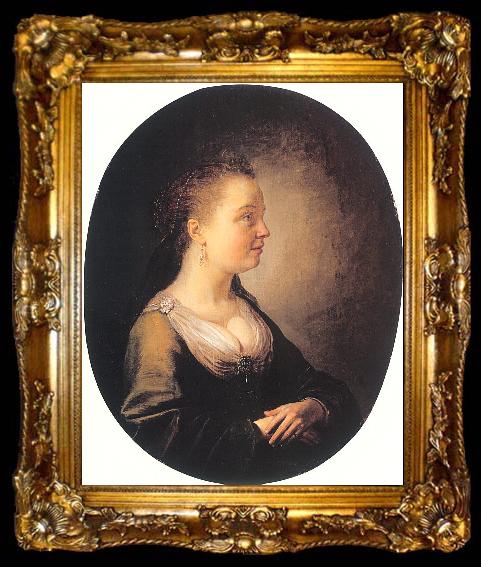 framed  DOU, Gerrit Portrait of a Young Woman, ta009-2
